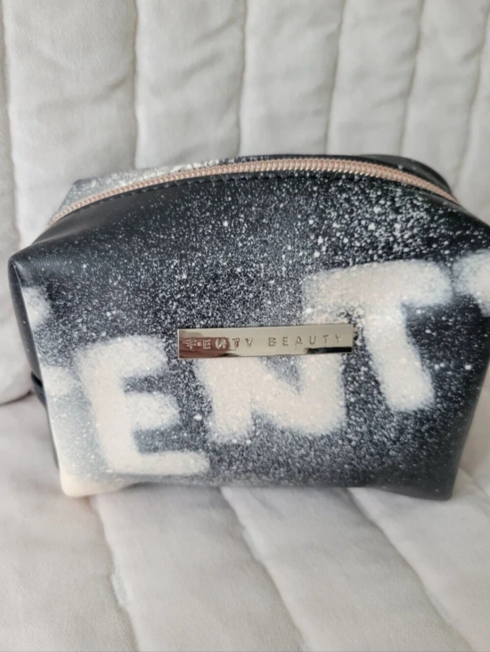 Fenty Beauty Black & White Spray-Logo Makeup Pouch